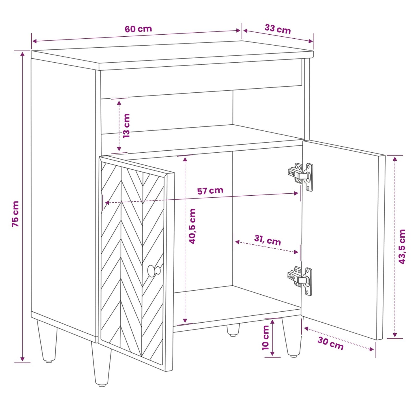 vidaXL Storage Cabinets Brown 60 x 33.5 x 75 cm Solid Mango Wood