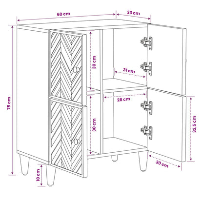 vidaXL Storage Cabinets Brown 60 x 33.5 x 75 cm Solid Mango Wood