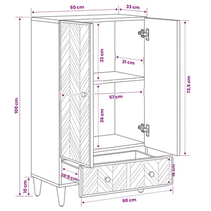 vidaXL Storage Cabinets Brown 60 x 33.5 x 100 cm Solid Mango Wood