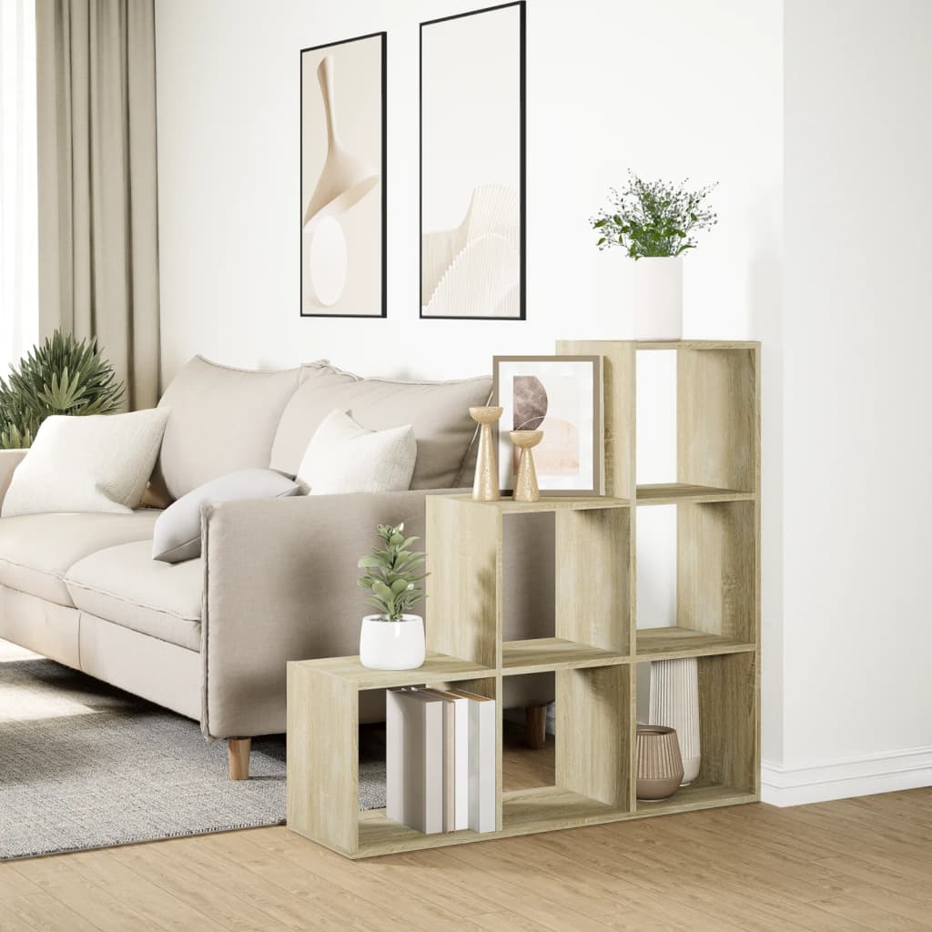 vidaXL Room Divider Bookcase 3-Tier Sonoma Oak 99x29x99 cm Engineered Wood