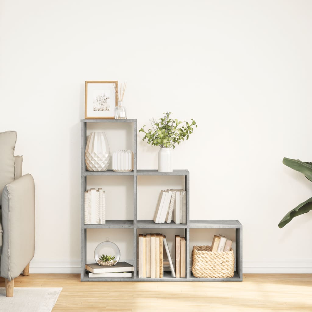 vidaXL Room Divider Bookcase 3-Tier Concrete Grey 99x29x99 cm Engineered Wood
