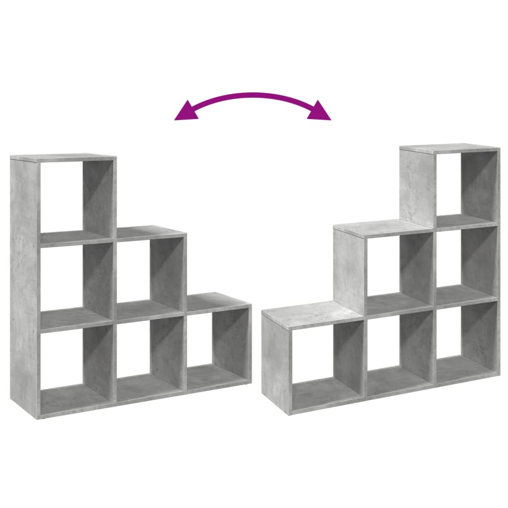vidaXL Room Divider Bookcase 3-Tier Concrete Grey 99x29x99 cm Engineered Wood