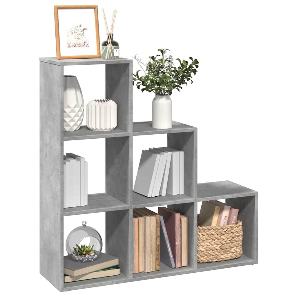 vidaXL Room Divider Bookcase 3-Tier Concrete Grey 99x29x99 cm Engineered Wood