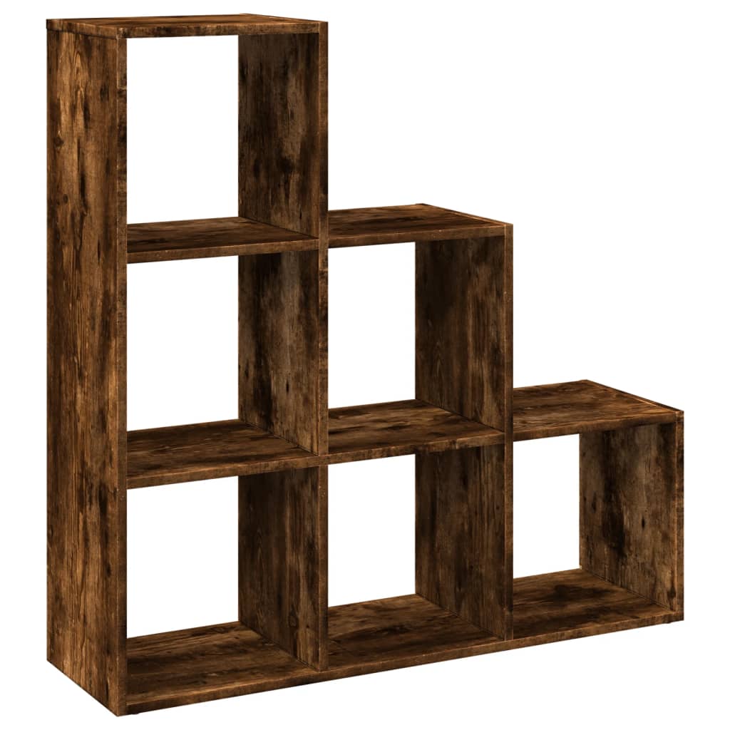 vidaXL Room Divider Bookcase 3-Tier Smoked Oak 99x29x99 cm Engineered Wood