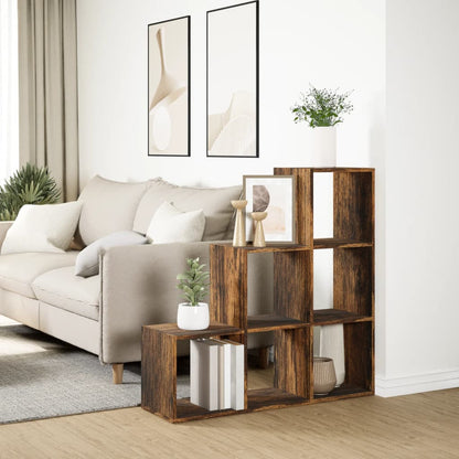vidaXL Room Divider Bookcase 3-Tier Smoked Oak 99x29x99 cm Engineered Wood