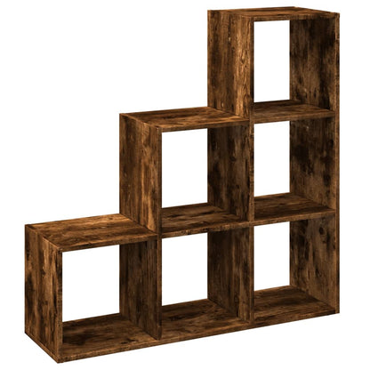 vidaXL Room Divider Bookcase 3-Tier Smoked Oak 99x29x99 cm Engineered Wood