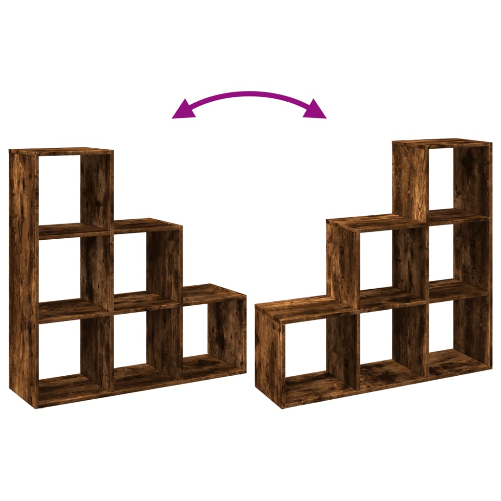 vidaXL Room Divider Bookcase 3-Tier Smoked Oak 99x29x99 cm Engineered Wood