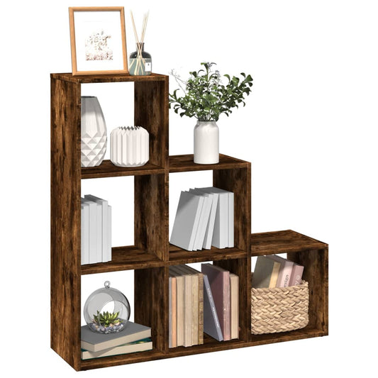 vidaXL Room Divider Bookcase 3-Tier Smoked Oak 99x29x99 cm Engineered Wood