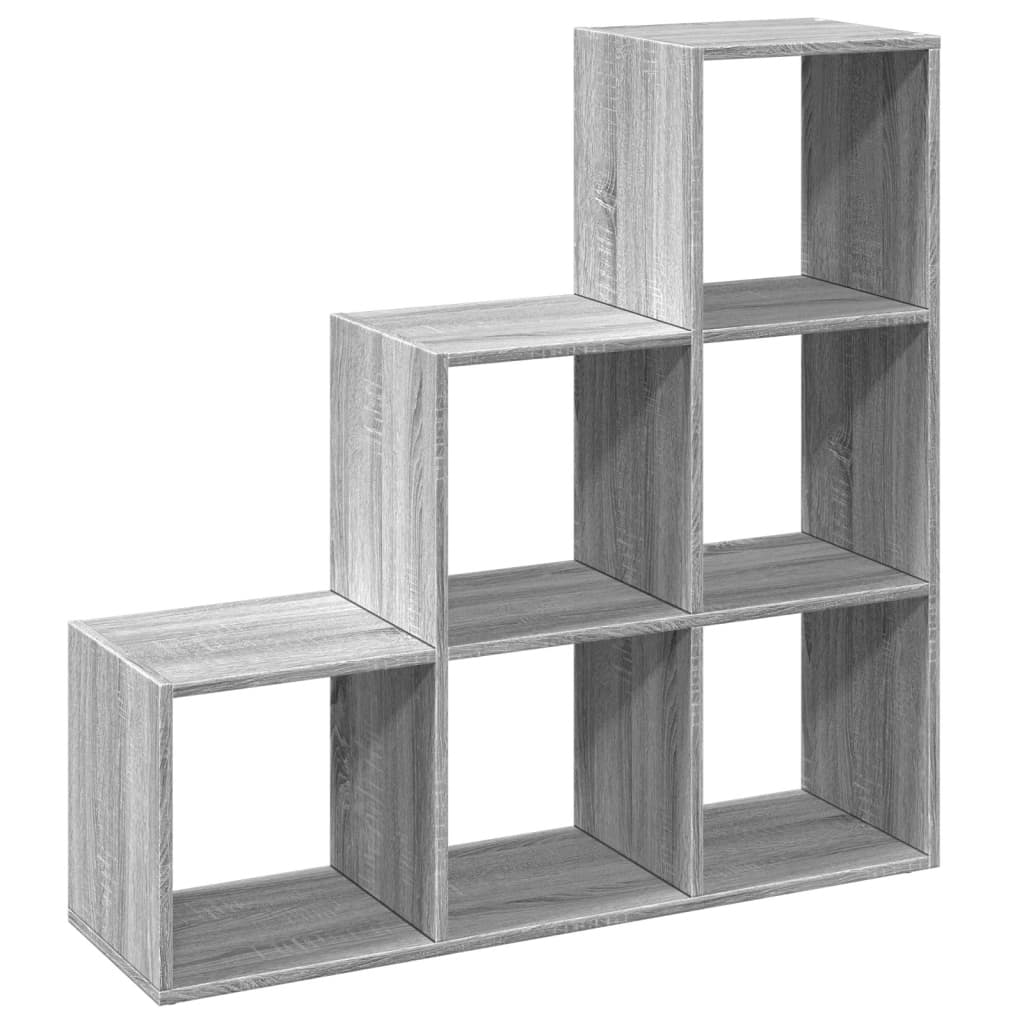 vidaXL Room Divider Bookcase 3-Tier Grey Sonoma 99x29x99 cm Engineered Wood