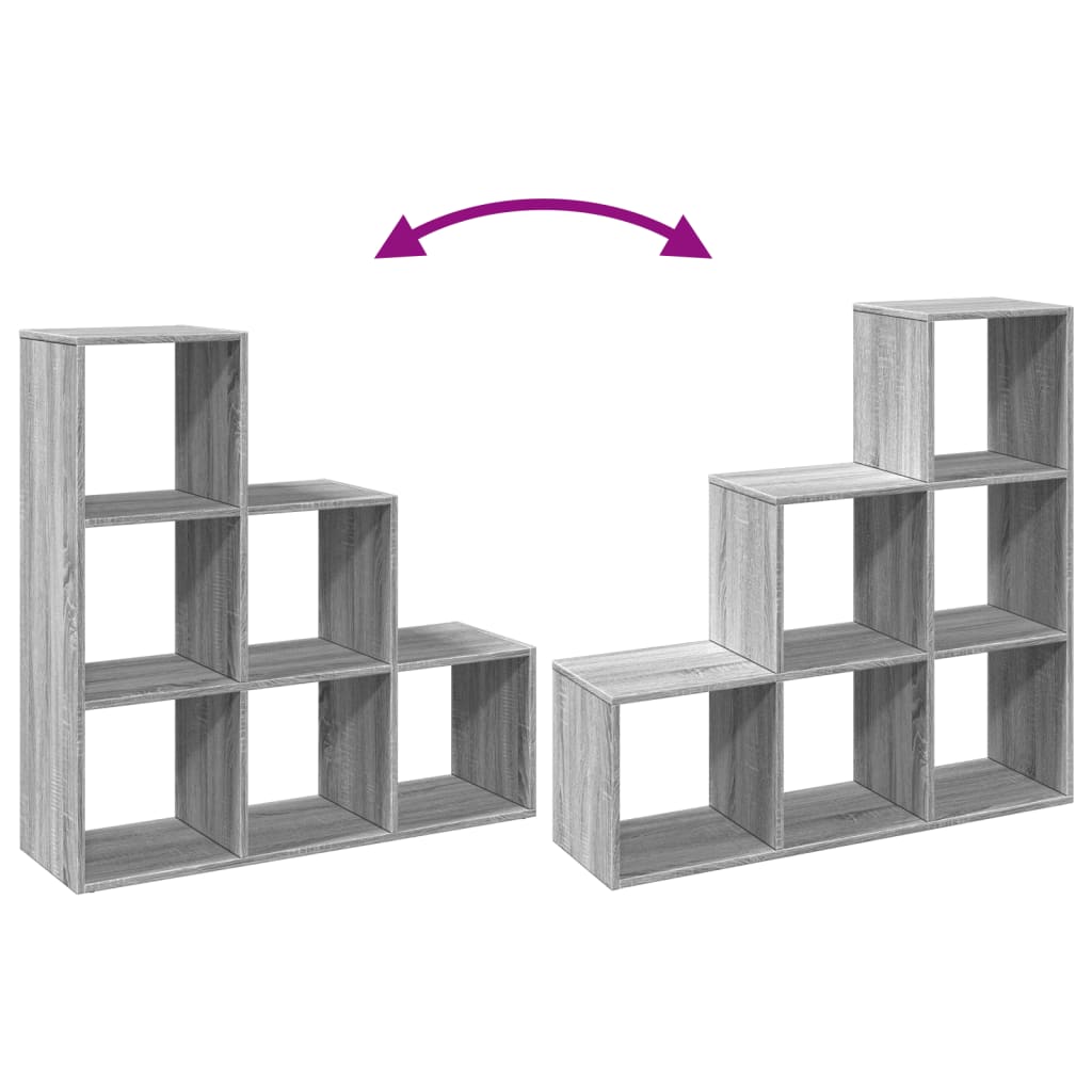 vidaXL Room Divider Bookcase 3-Tier Grey Sonoma 99x29x99 cm Engineered Wood
