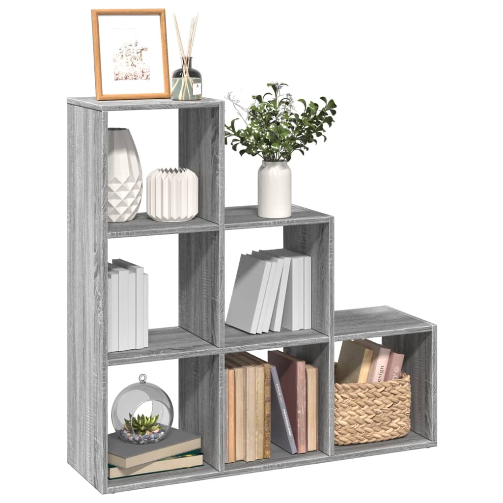 vidaXL Room Divider Bookcase 3-Tier Grey Sonoma 99x29x99 cm Engineered Wood
