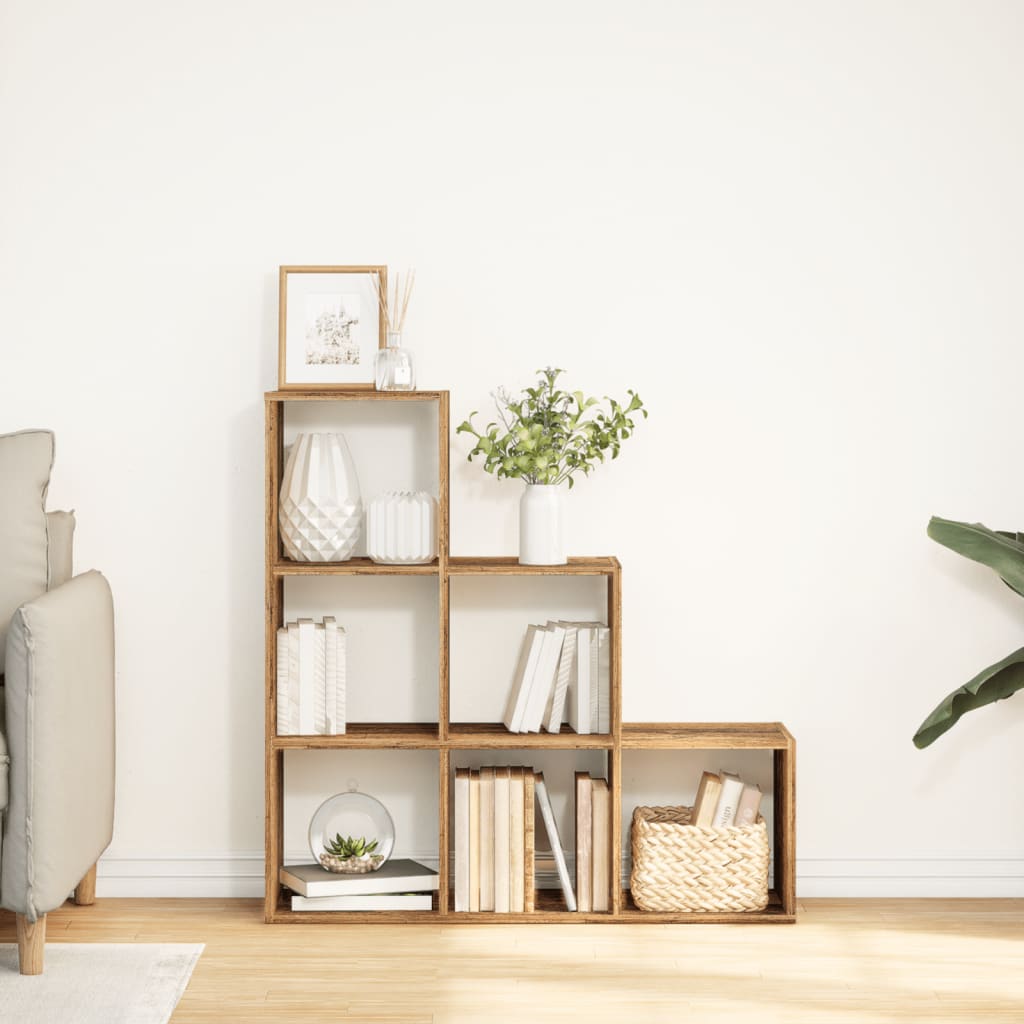 vidaXL Room Divider Bookcase 3-Tier Old Wood 99x29x99 cm Engineered Wood