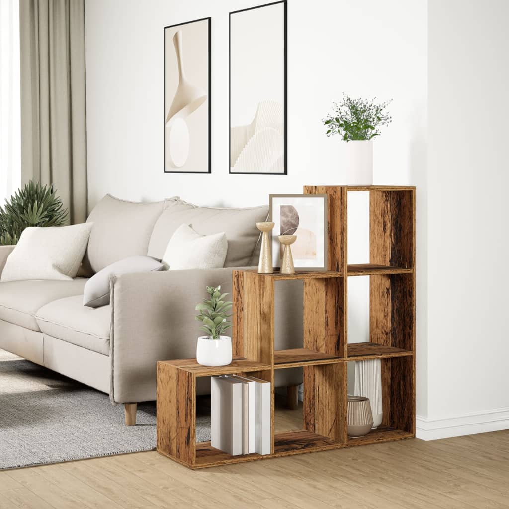 vidaXL Room Divider Bookcase 3-Tier Old Wood 99x29x99 cm Engineered Wood