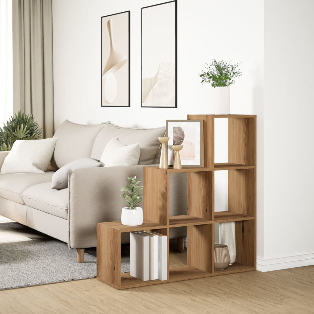 vidaXL Room Divider Bookcase 3-Tier Artisan Oak 99x29x99 cm Engineered Wood