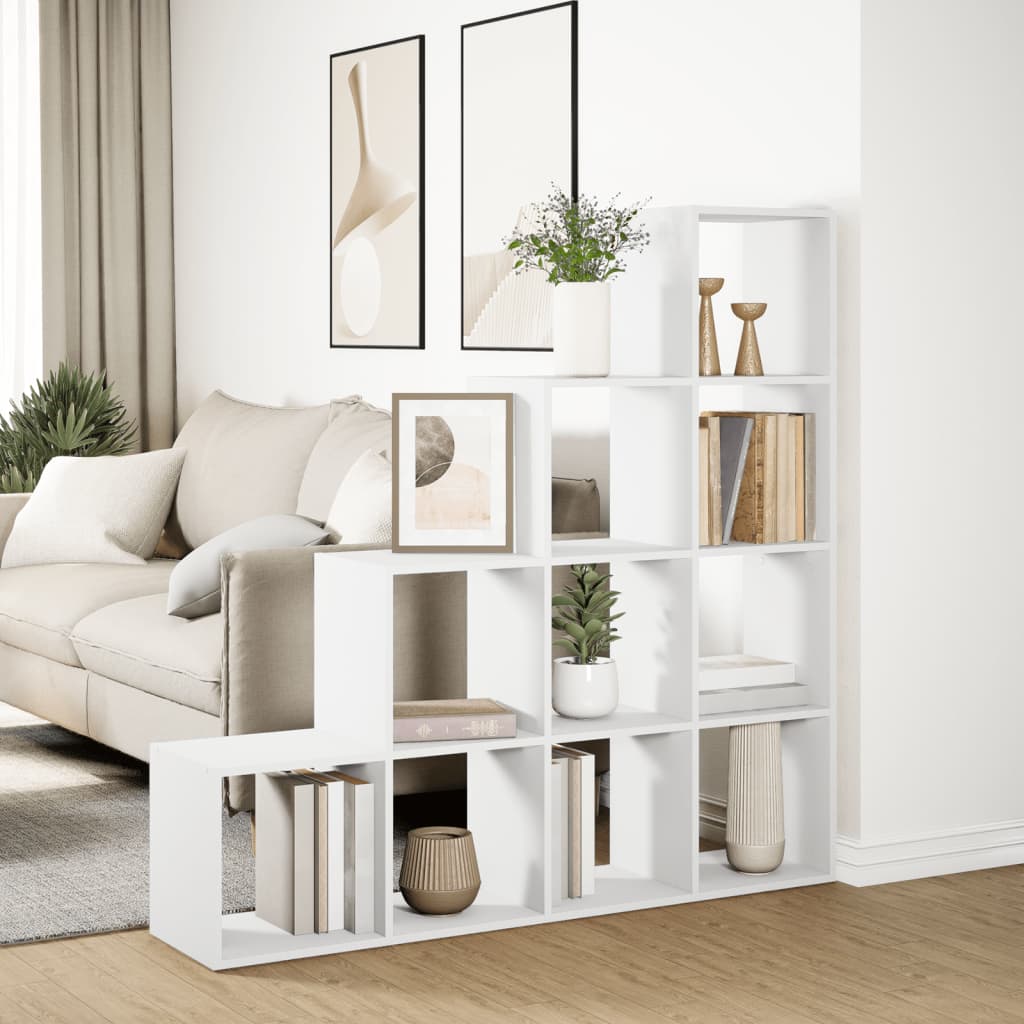vidaXL Room Divider Bookcase 4-Tier White 131.5x29x131.5 cm