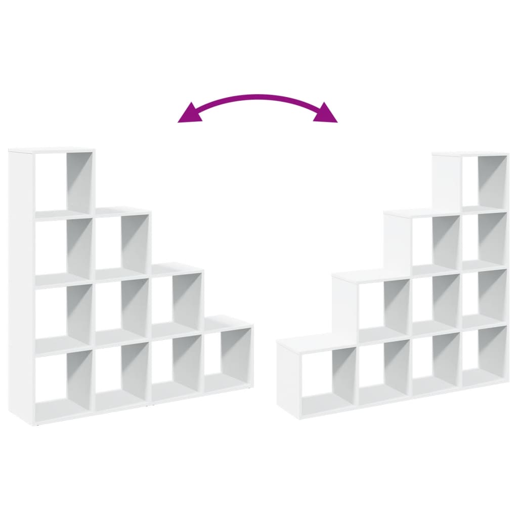 vidaXL Room Divider Bookcase 4-Tier White 131,5x29x131,5 cm Engineered Wood