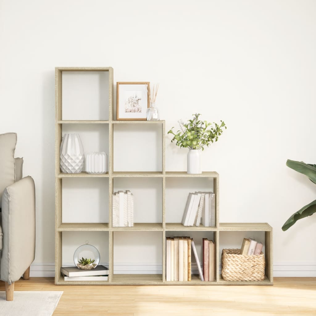 vidaXL Room Divider Bookcase 4-Tier Sonoma Oak 131,5x29x131,5 cm Engineered Wood