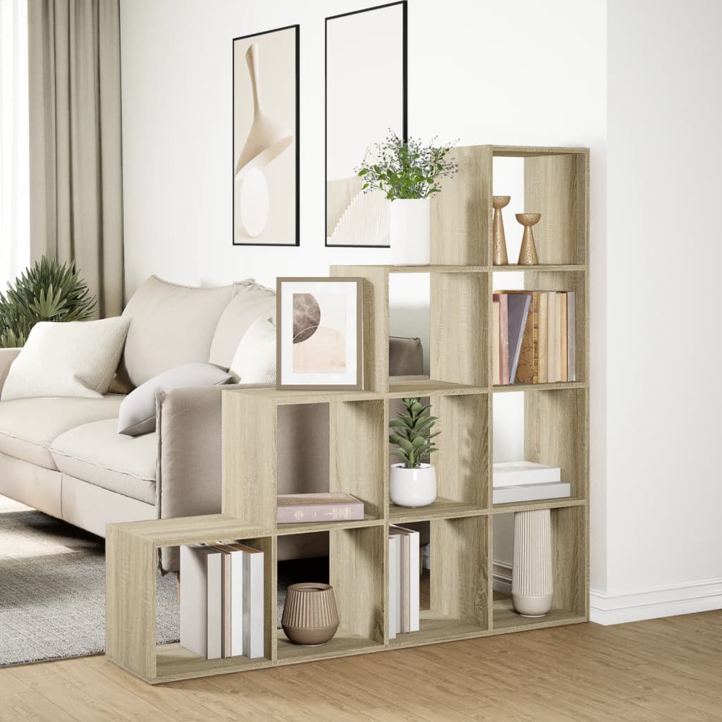 vidaXL Room Divider Bookcase 4-Tier Sonoma Oak 131,5x29x131,5 cm Engineered Wood