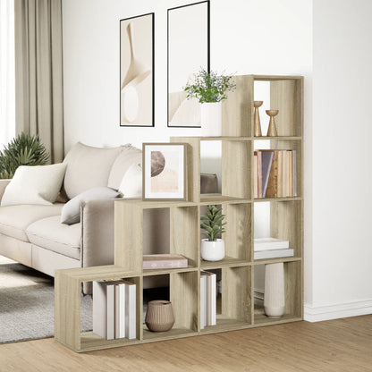 vidaXL Room Divider Bookcase 4-Tier Sonoma Oak 131,5x29x131,5 cm Engineered Wood