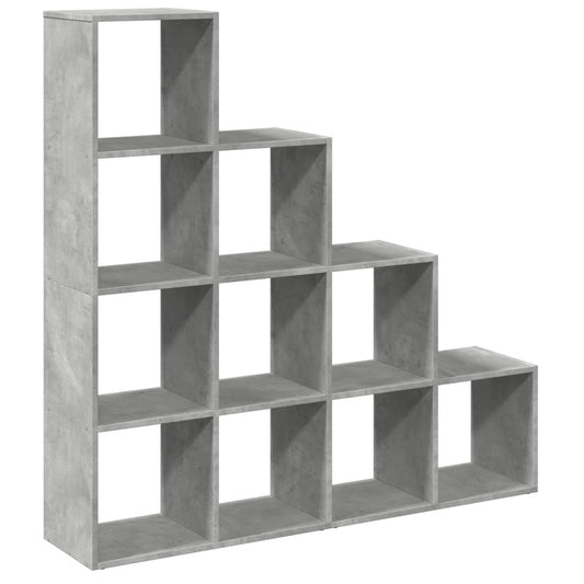 vidaXL Room Divider Bookcase 4-Tier Concrete Grey 131,5x29x131,5 cm Engineered Wood