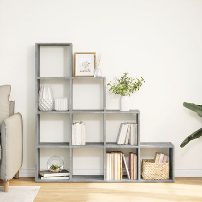 vidaXL Room Divider Bookcase 4-Tier Concrete Grey 131,5x29x131,5 cm Engineered Wood