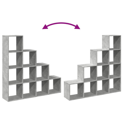 vidaXL Room Divider Bookcase 4-Tier Concrete Grey 131,5x29x131,5 cm Engineered Wood