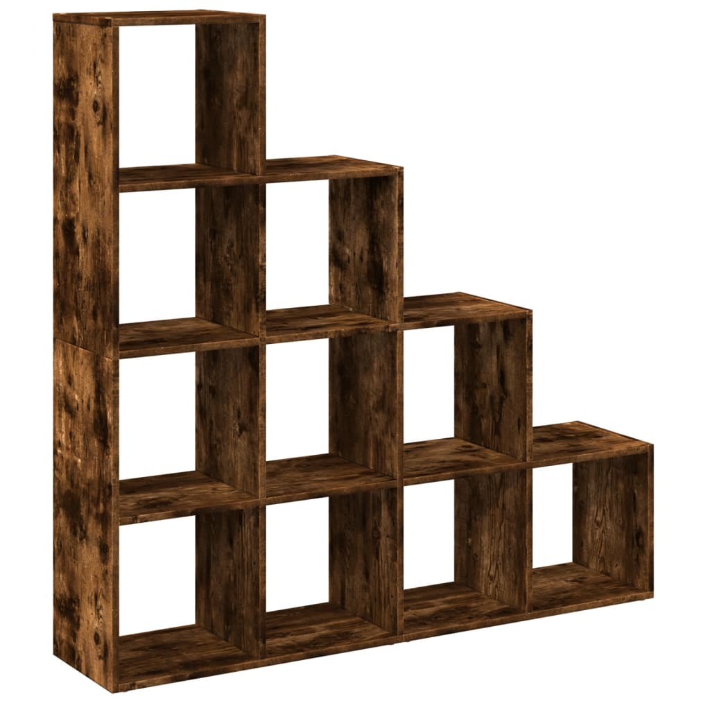 vidaXL Room Divider Bookcase 4-Tier Smoked Oak 131,5x29x131,5 cm Engineered Wood