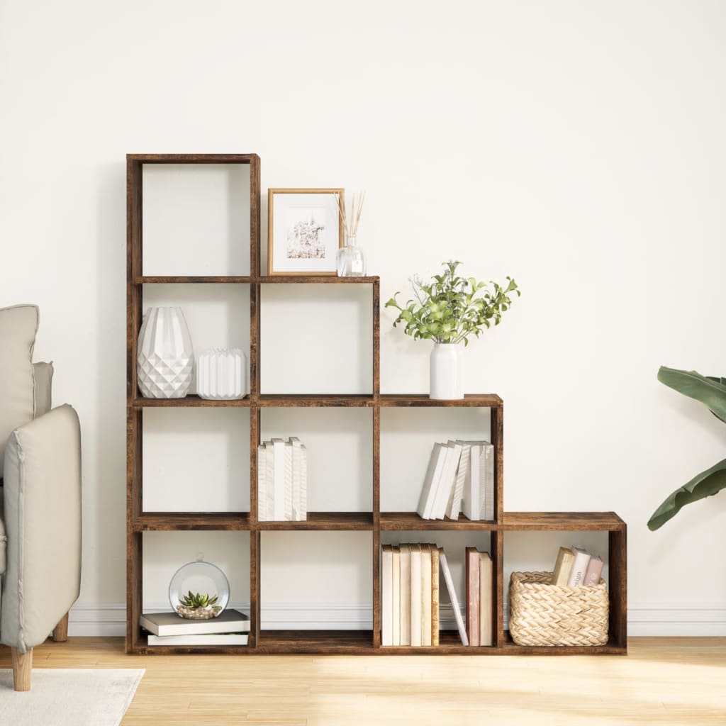 vidaXL Room Divider Bookcase 4-Tier Smoked Oak 131,5x29x131,5 cm Engineered Wood