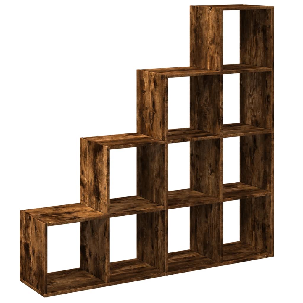 vidaXL Room Divider Bookcase 4-Tier Smoked Oak 131,5x29x131,5 cm Engineered Wood