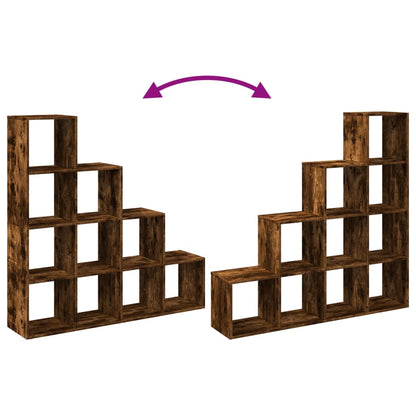 vidaXL Room Divider Bookcase 4-Tier Smoked Oak 131,5x29x131,5 cm Engineered Wood