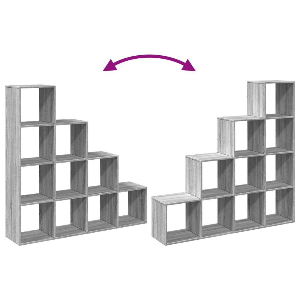 vidaXL Room Divider Bookcase 4-Tier Grey Sonoma 131,5x29x131,5 cm Engineered Wood