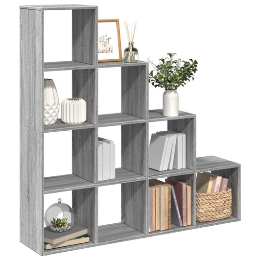 vidaXL Room Divider Bookcase 4-Tier Grey Sonoma 131,5x29x131,5 cm Engineered Wood