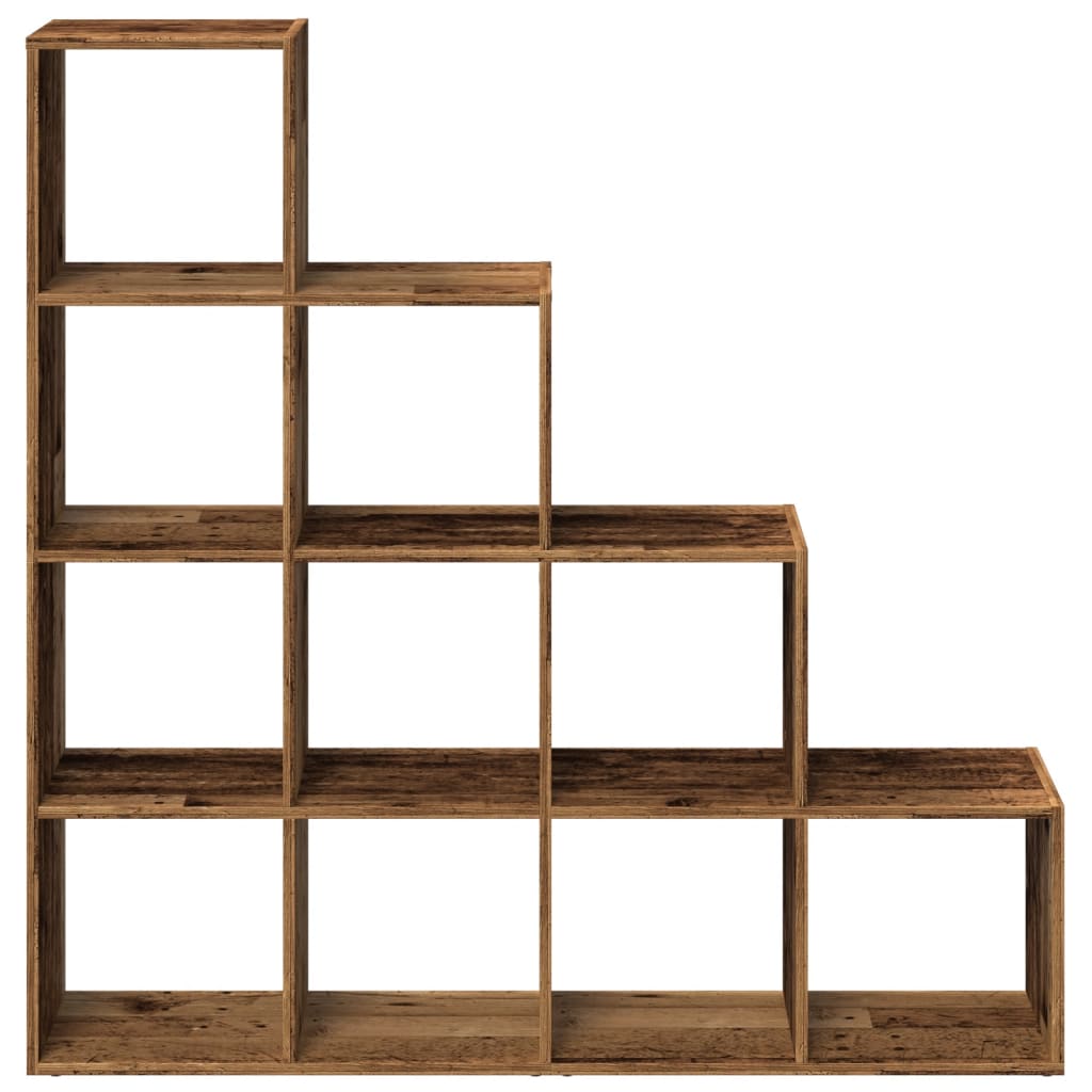 vidaXL Room Divider Bookcase 4-Tier Old Wood 131,5x29x131,5 cm Engineered Wood