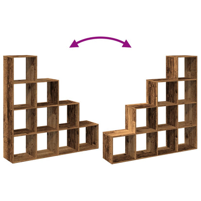 vidaXL Room Divider Bookcase 4-Tier Old Wood 131,5x29x131,5 cm Engineered Wood