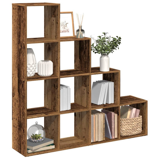 vidaXL Room Divider Bookcase 4-Tier Old Wood 131,5x29x131,5 cm Engineered Wood
