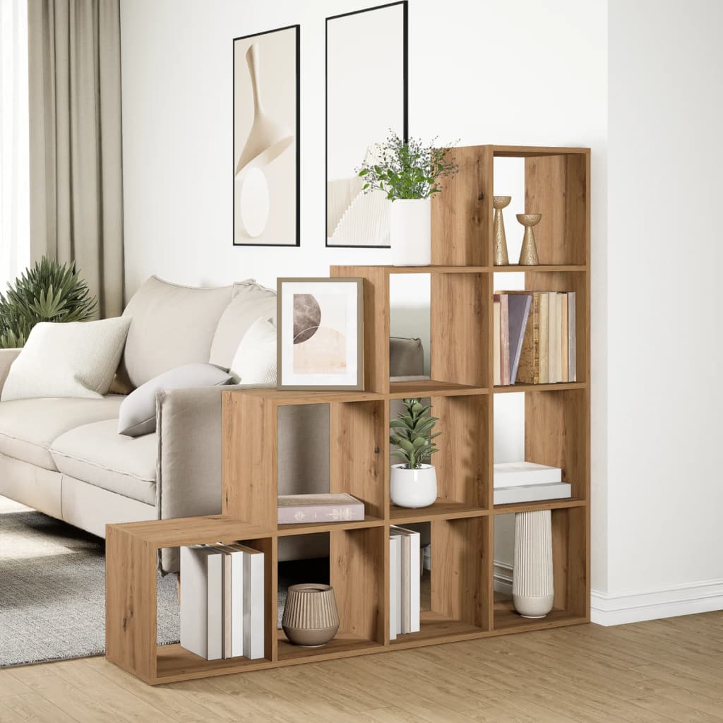 vidaXL Room Divider Bookcase 4-Tier Artisan Oak 131,5x29x131,5 cm Engineered Wood