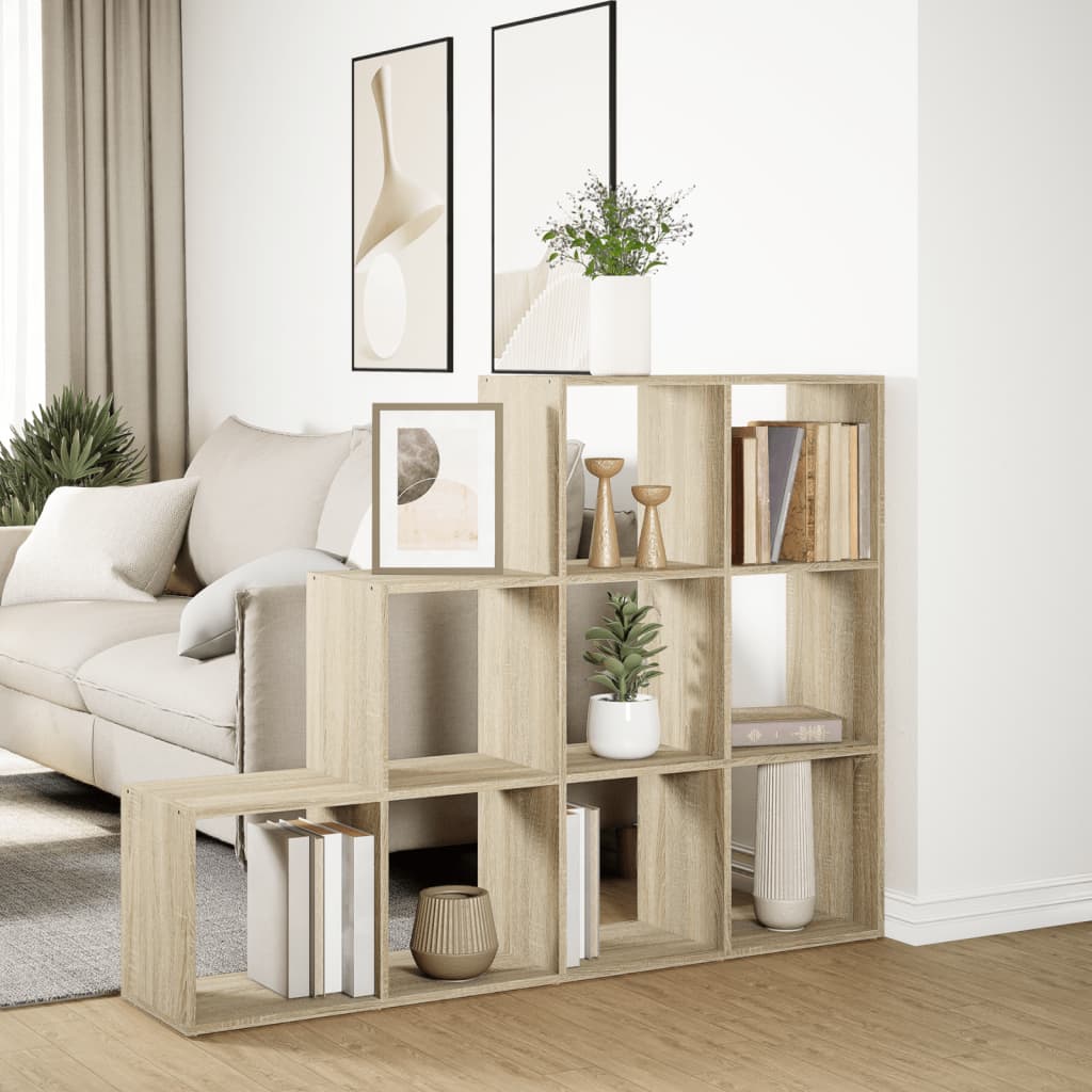 vidaXL Room Divider Bookcase 3-Tier Sonoma Oak 137,5x29x103,5 cm Engineered Wood