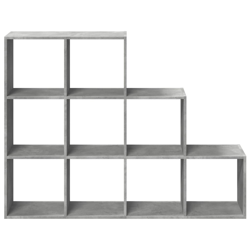vidaXL Room Divider Bookcase 3-Tier Concrete Grey 137,5x29x103,5 cm Engineered Wood