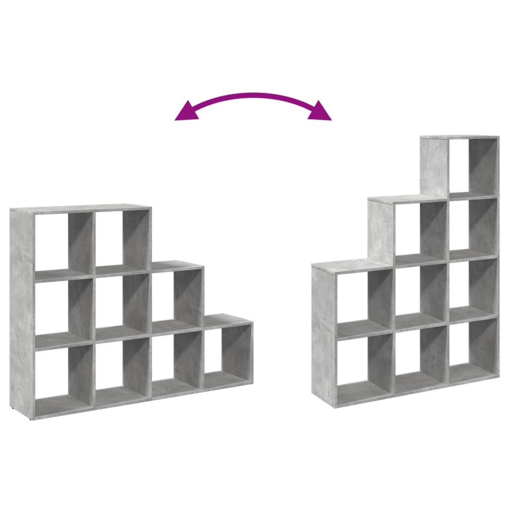 vidaXL Room Divider Bookcase 3-Tier Concrete Grey 137,5x29x103,5 cm Engineered Wood