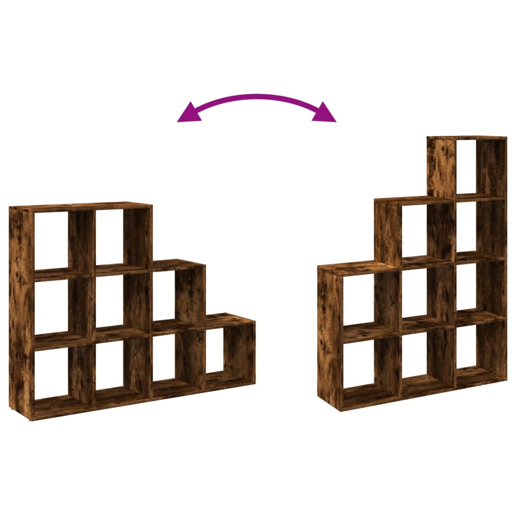 vidaXL Room Divider Bookcase 3-Tier Smoked Oak 137,5x29x103,5 cm Engineered Wood