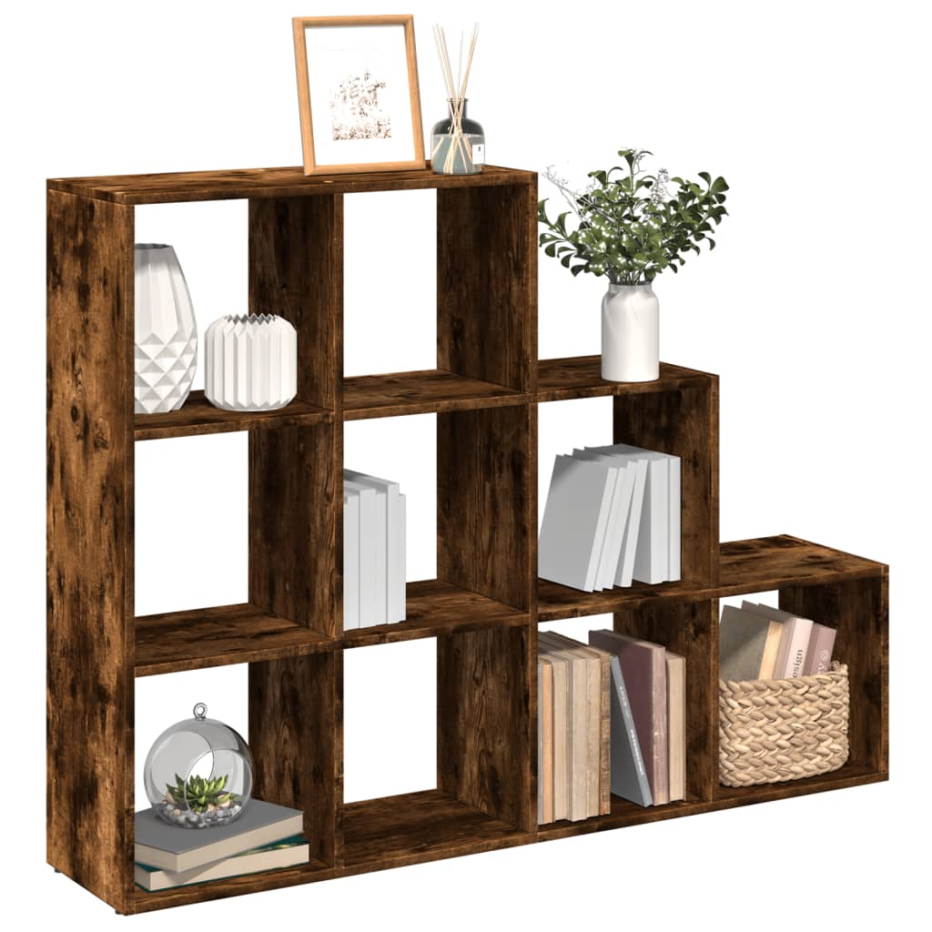 vidaXL Room Divider Bookcase 3-Tier Smoked Oak 137,5x29x103,5 cm Engineered Wood