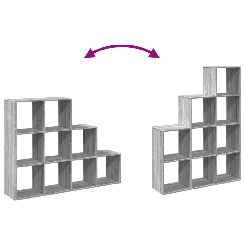 vidaXL Room Divider Bookcase 3-Tier Grey Sonoma 137,5x29x103,5 cm Engineered Wood