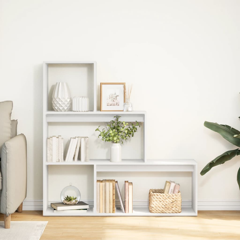 vidaXL Room Divider Bookcase 3-Tier White 123x29x123 cm Engineered Wood