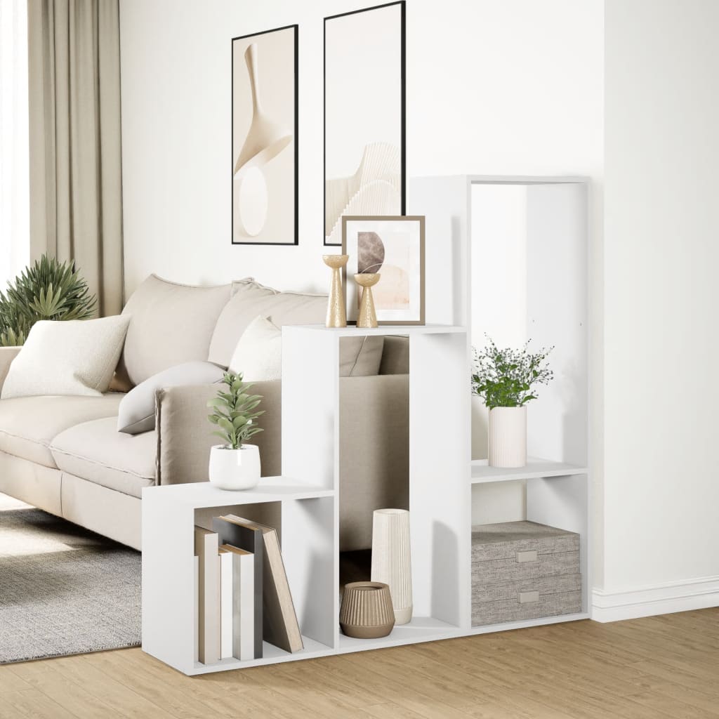 vidaXL Room Divider Bookcase 3-Tier White 123x29x123 cm Engineered Wood