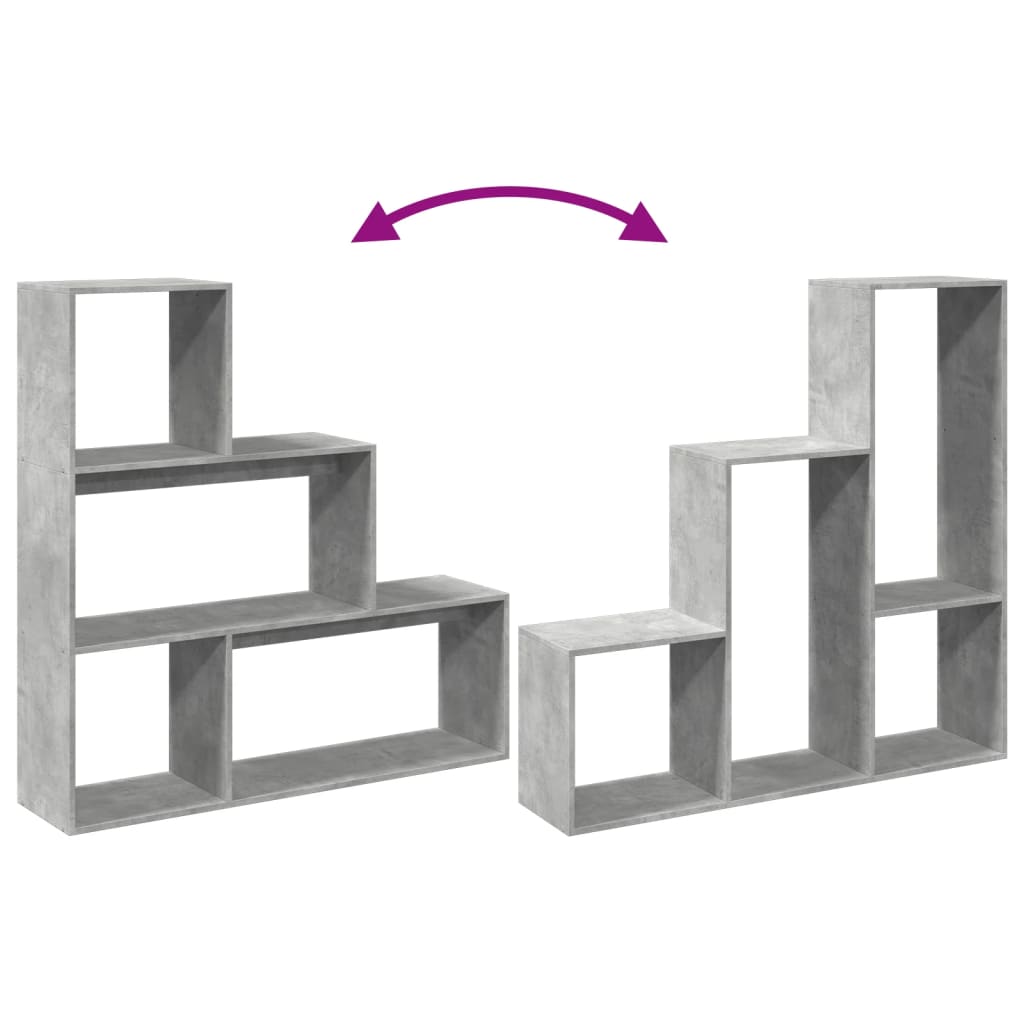 vidaXL Room Divider Bookcase 3-Tier Concrete Grey 123x29x123 cm Engineered Wood