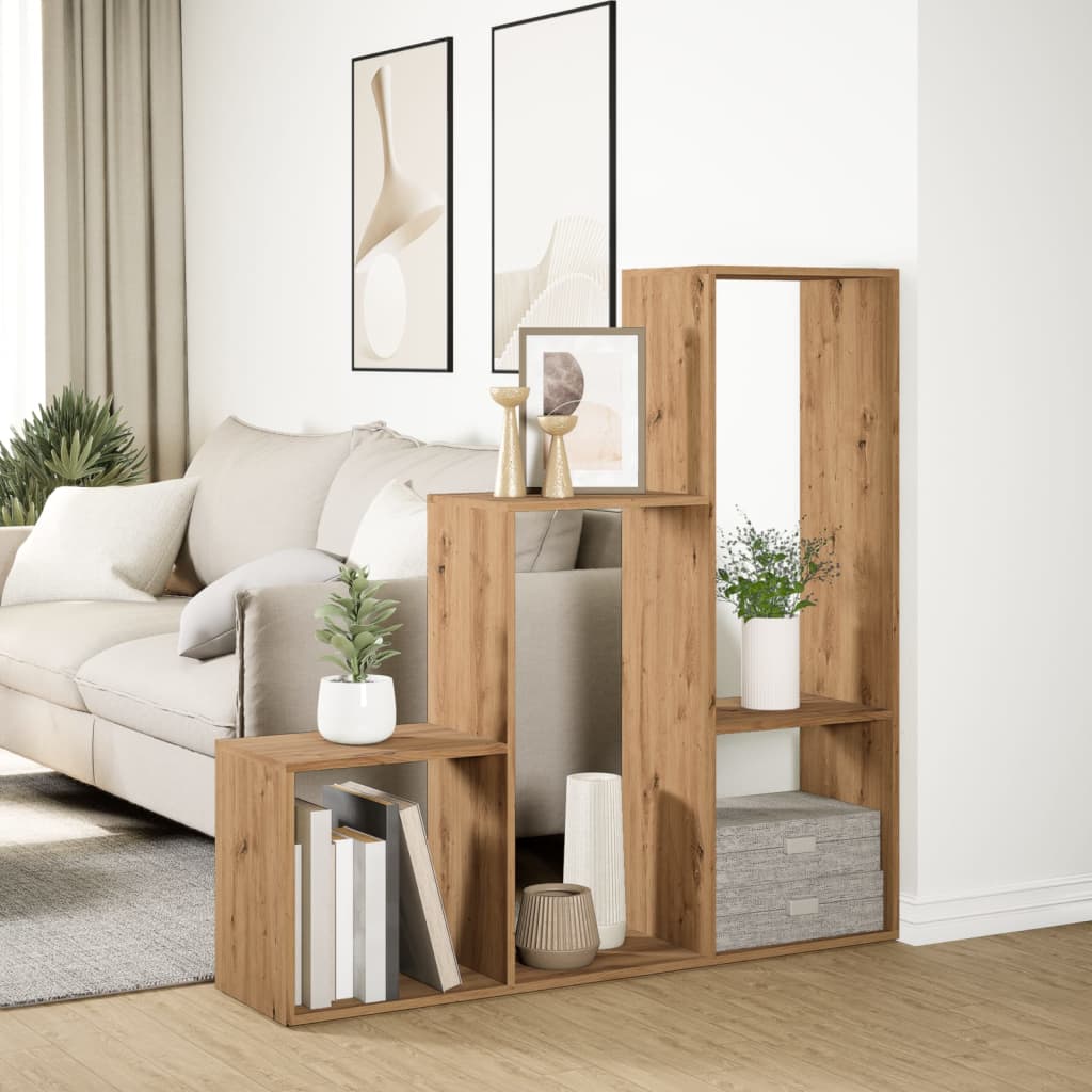 vidaXL Room Divider Bookcase 3-Tier Artisan Oak 123x29x123 cm Engineered Wood