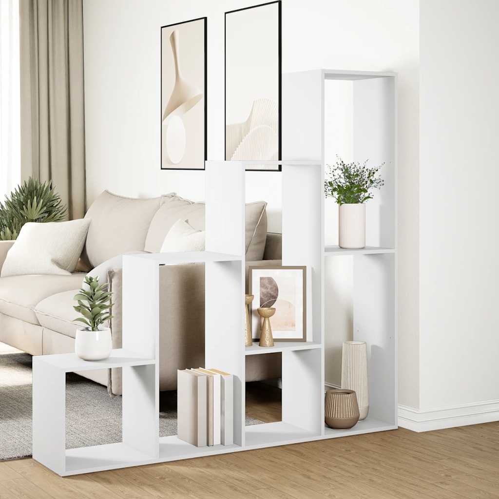 vidaXL Room Divider Bookcase 4-Tier White 143,5x29x143,5 cm Engineered Wood