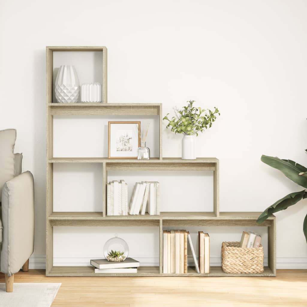 vidaXL Room Divider Bookcase 4-Tier Sonoma Oak 143,5x29x143,5 cm Engineered Wood