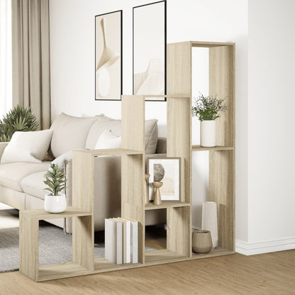 vidaXL Room Divider Bookcase 4-Tier Sonoma Oak 143,5x29x143,5 cm Engineered Wood