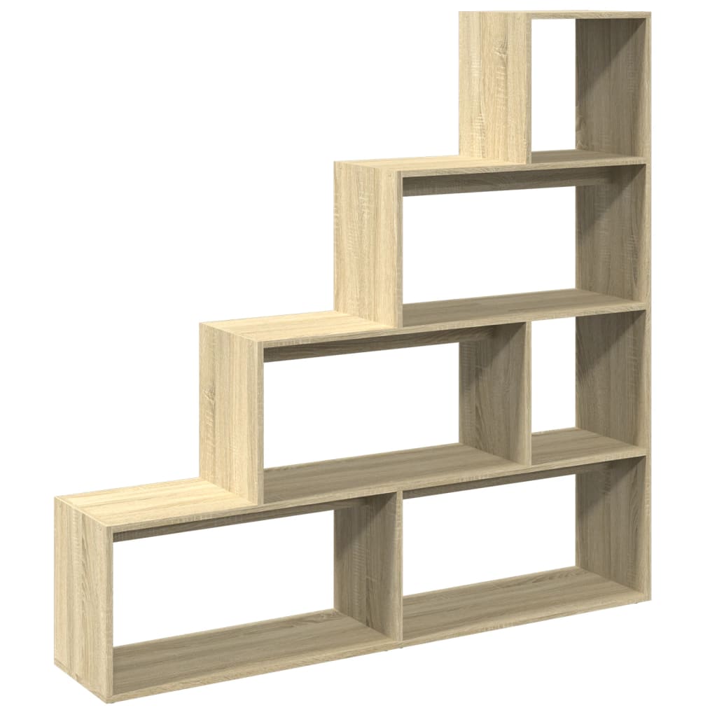 vidaXL Room Divider Bookcase 4-Tier Sonoma Oak 143,5x29x143,5 cm Engineered Wood